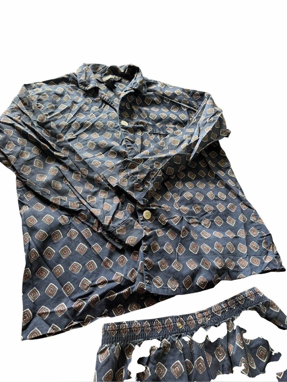 Vintage Knightsbridge Blue Patterned Pajama Set - Picture 3 of 9